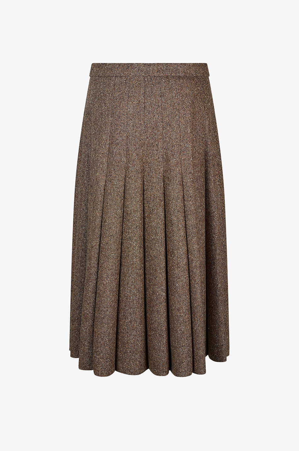 BRUNELLO CUCINELLI Jupe mi-longue à faux plis en laine vierge mélangée Femme MARRON 2