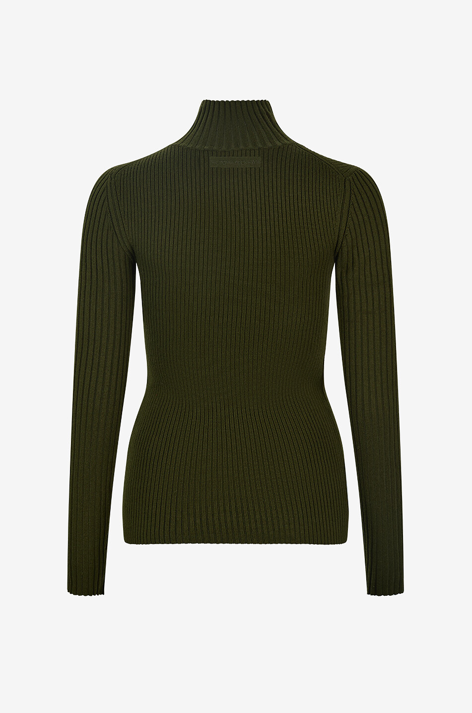 VICTORIA BECKHAM Pull à col montant en maille côtelée de laine mélangée Femme VERT FONCÉ 2