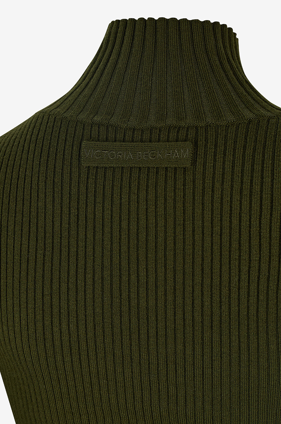 VICTORIA BECKHAM Pull à col montant en maille côtelée de laine mélangée Femme VERT FONCÉ 3