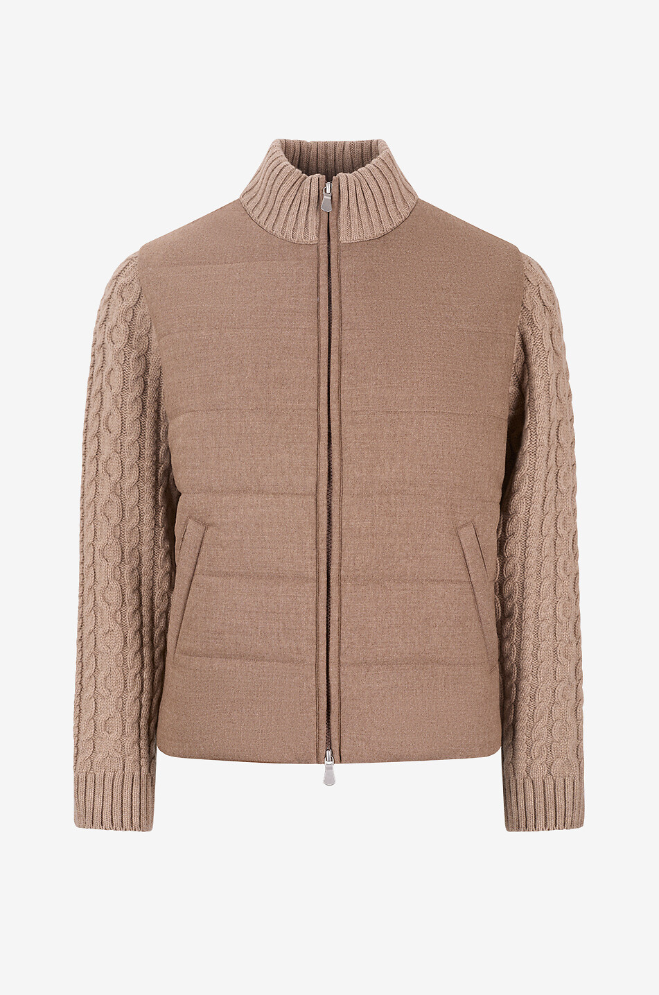 Quilted high-neck lightweight jacket in blended virgin wool