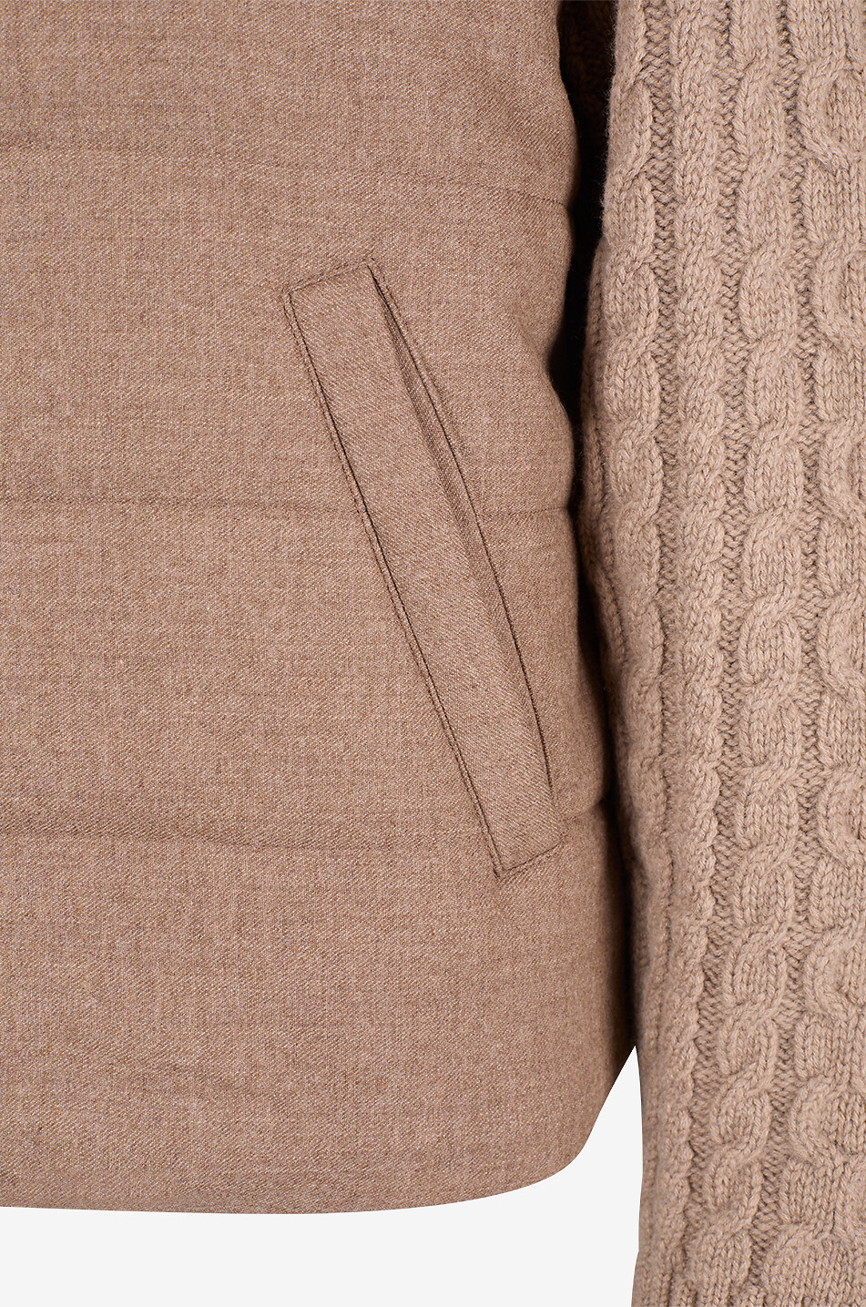 GRAN SASSO Quilted high-neck lightweight jacket in blended virgin wool Women BEIGE 3
