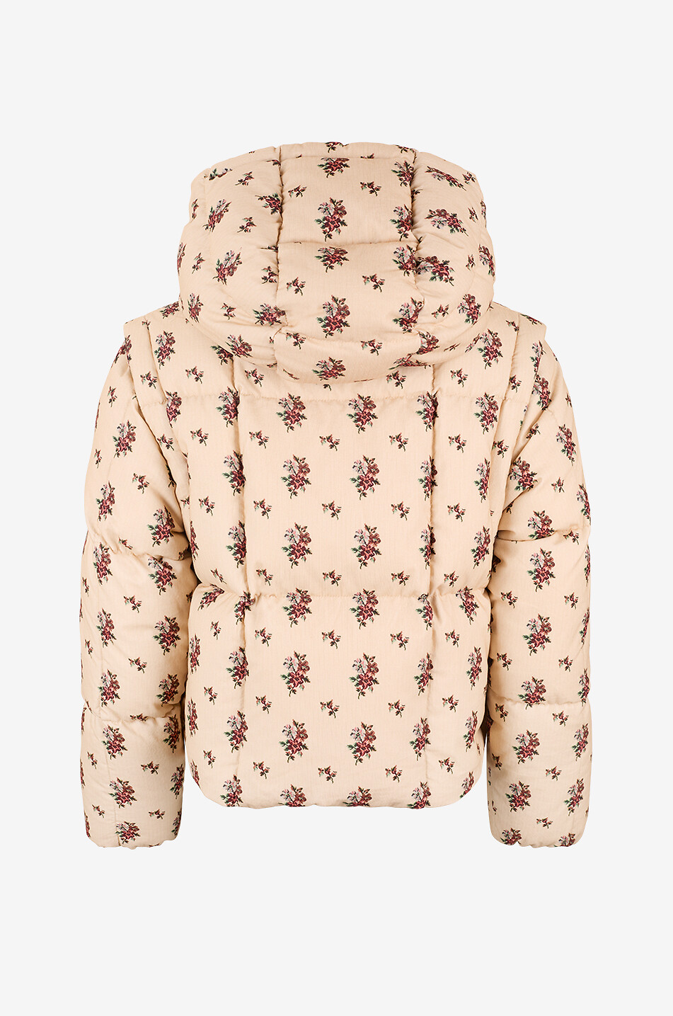 MONCLER Kurze Daunenjacke mit Blumenkapuze aus Baumwolle Torcol Damen BEIGE 2