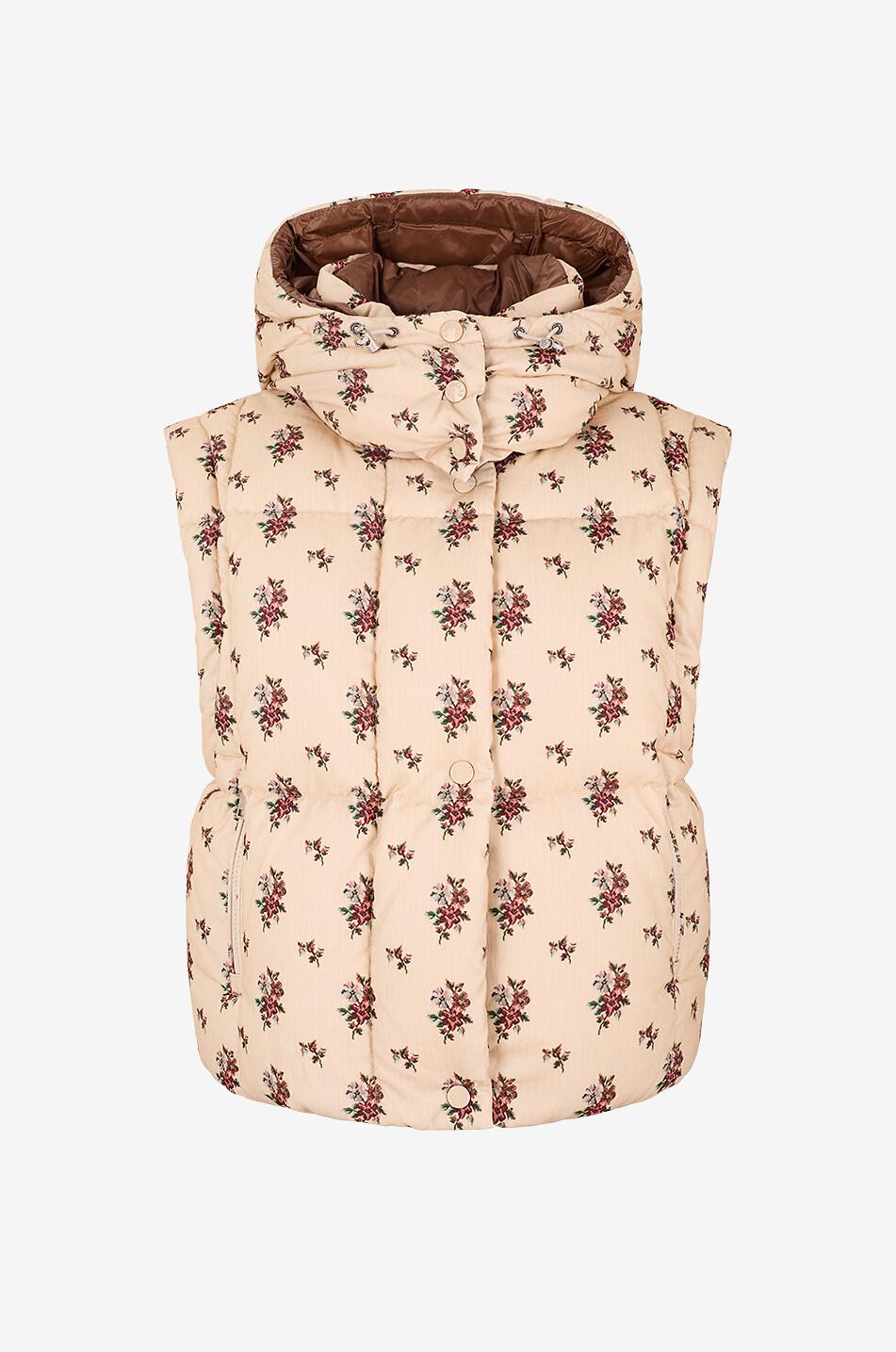 MONCLER Kurze Daunenjacke mit Blumenkapuze aus Baumwolle Torcol Damen BEIGE 3