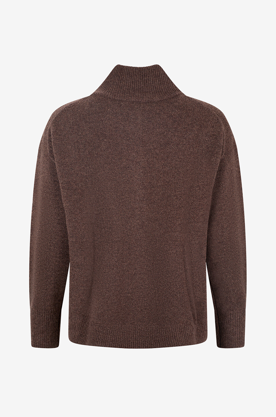 REPEAT Cardigan à col montant en laine mérinos Femme MARRON FONCÉ 2