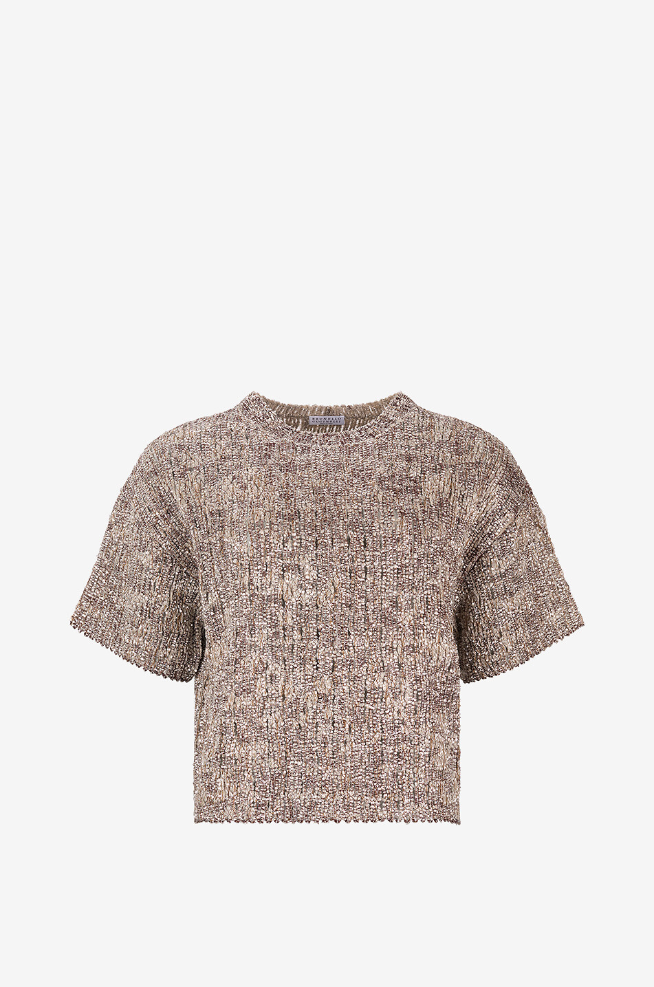 Kurzärmeliger Pullover mit Rundhalsausschnitt aus Alpaka-Mix