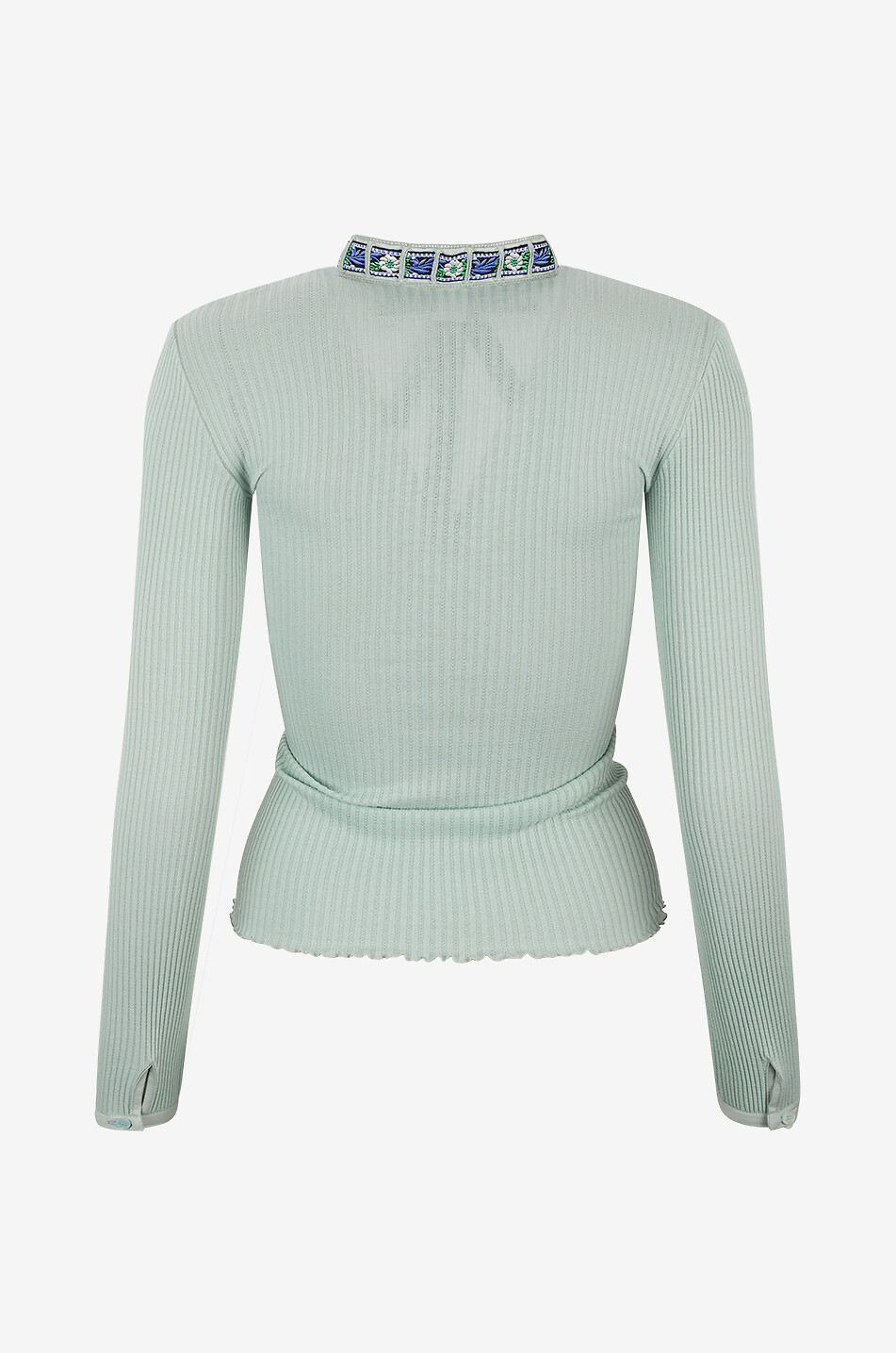 CHLOE Cardigan en coton et soie brodé à lavallière amovible Femme BLEU 2