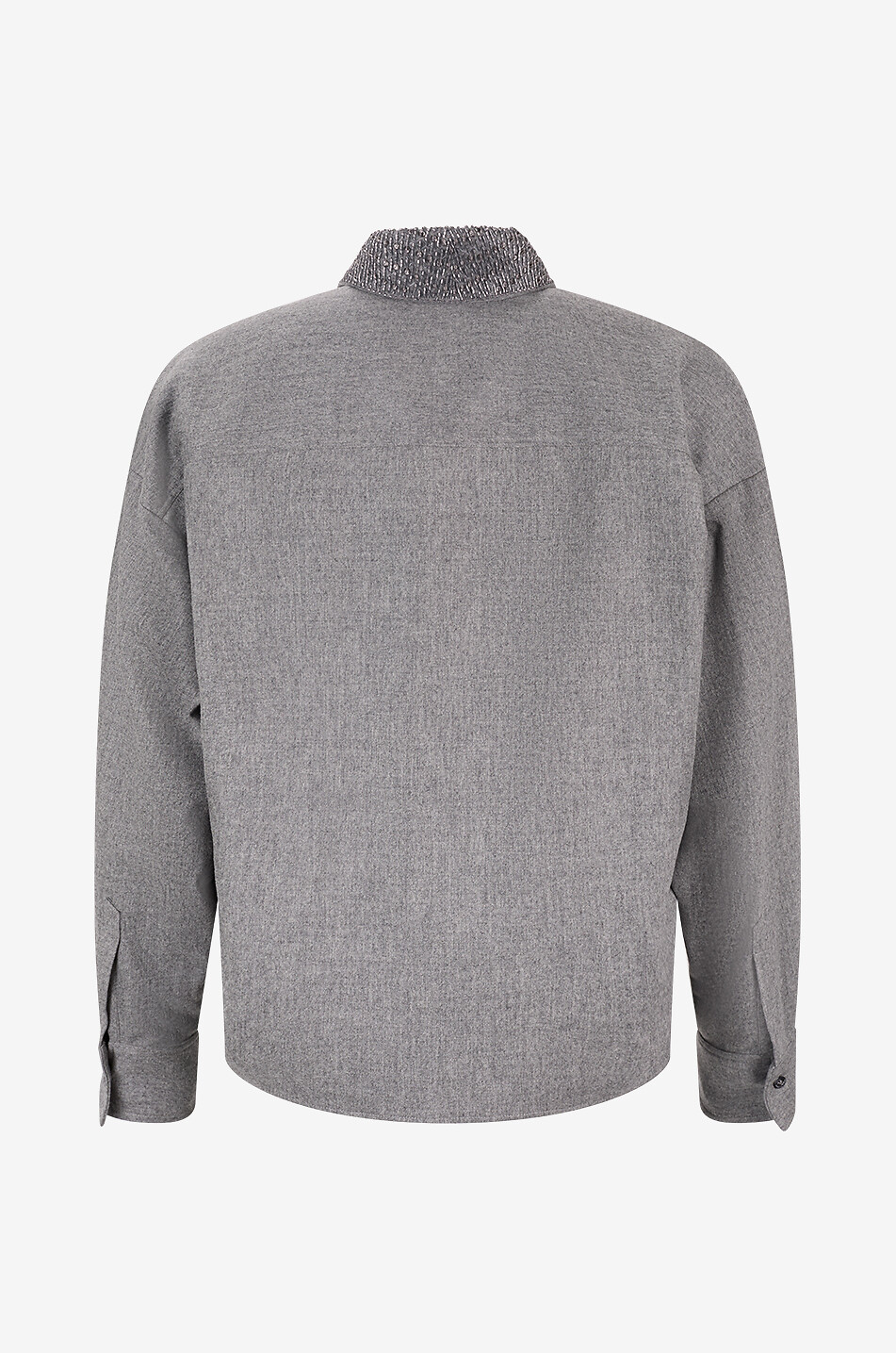 FABIANA FILIPPI Chemise à manches longues en flanelle de laine vierge brodée de perles Femme GRIS 2
