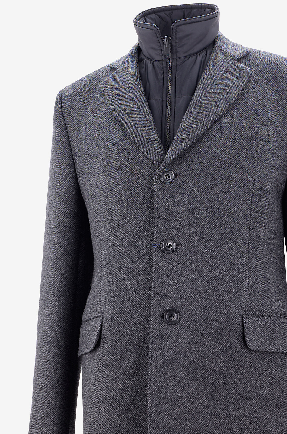 Otello herringbone cashmere double-breasted coat - CARUSO - BROWN