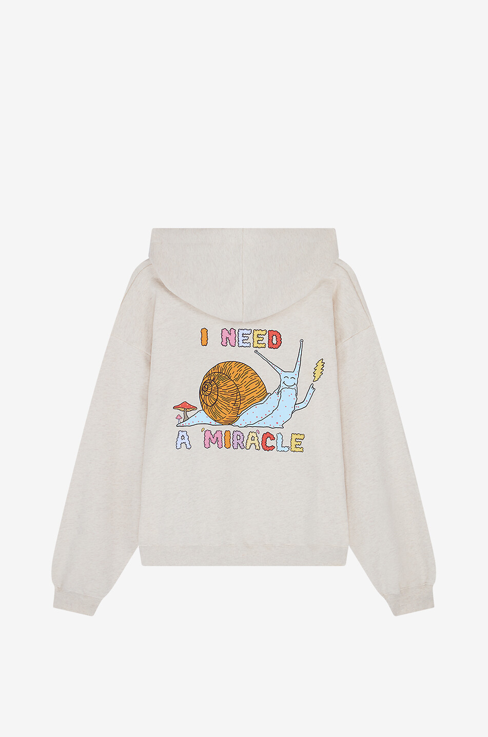 MIRA MIKATI Sweat-shirt à capuche imprimé en coton organique Femme Beige clair 2
