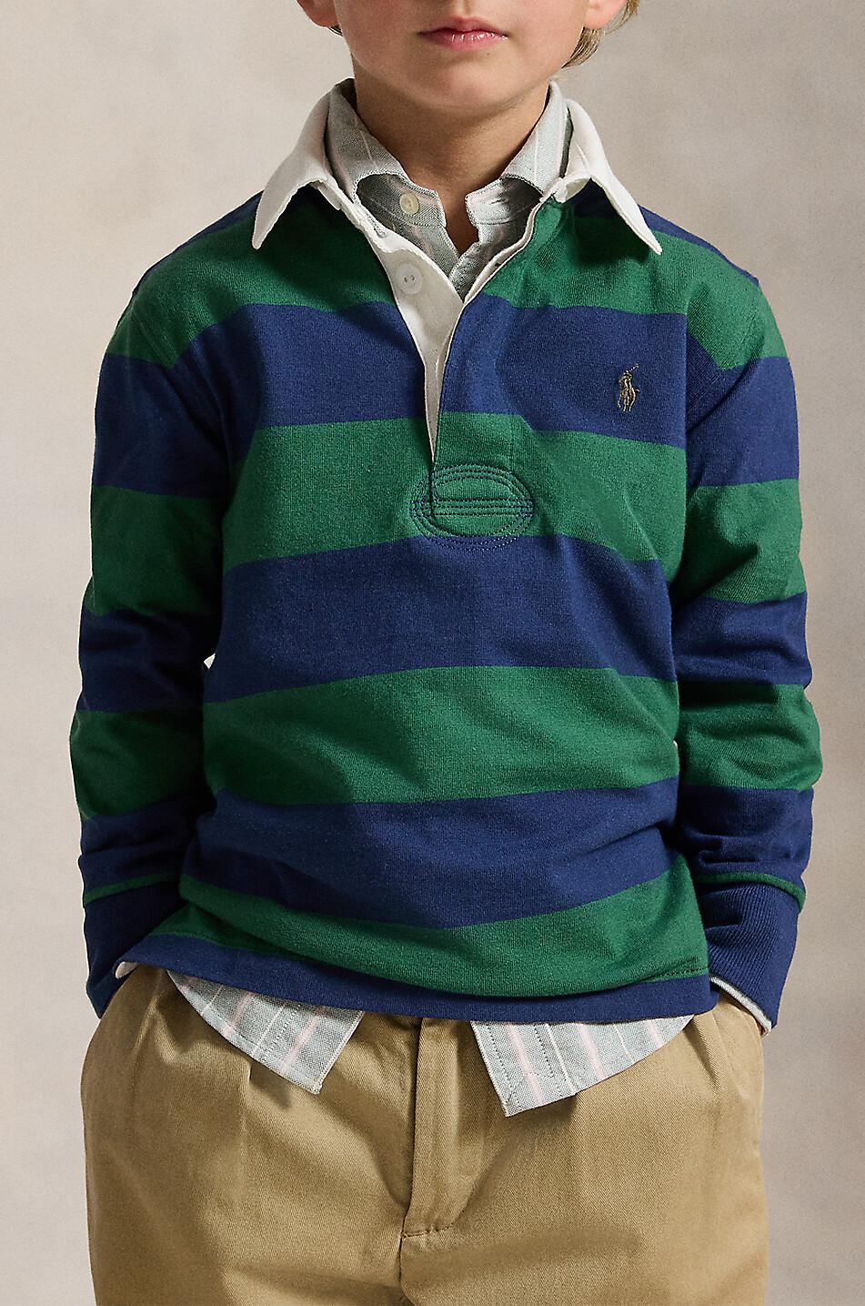 POLO RALPH LAUREN Pony boy's long-sleeved striped cotton rugby shirt Boy GREEN 3