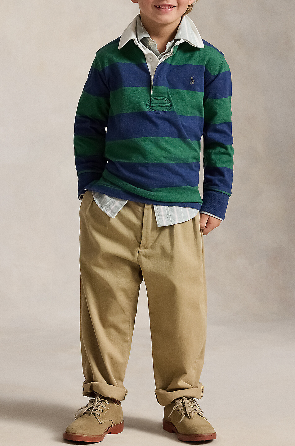 POLO RALPH LAUREN Pony boy's long-sleeved striped cotton rugby shirt Boy GREEN 4
