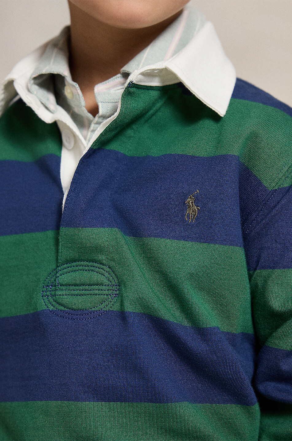 POLO RALPH LAUREN Pony boy's long-sleeved striped cotton rugby shirt Boy GREEN 5
