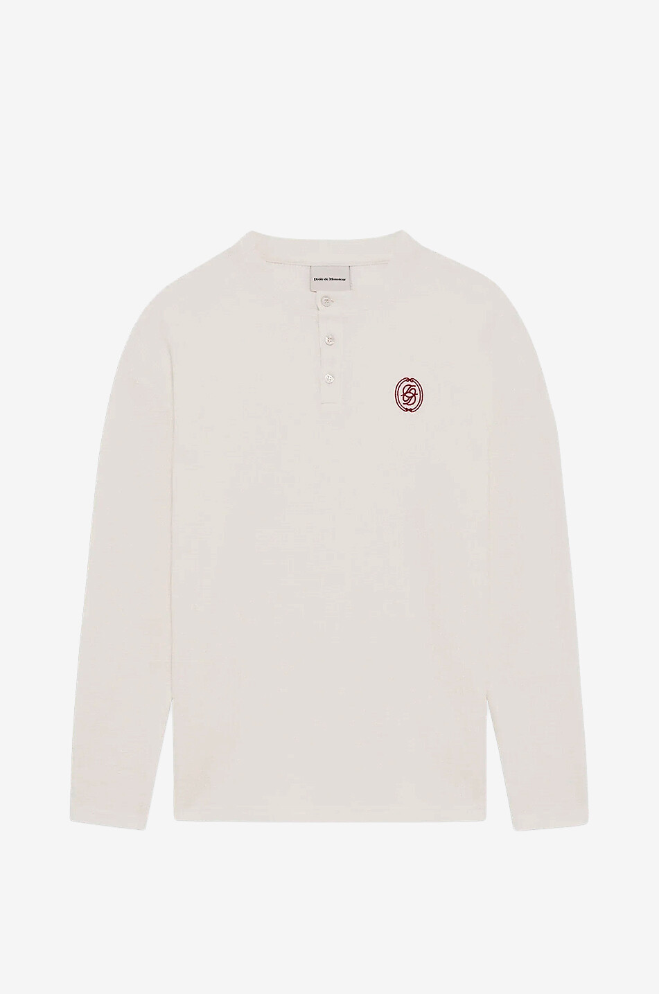 DROLE DE MONSIEUR Crew-neck long-sleeved waffle cotton T-shirt Men WHITE 1