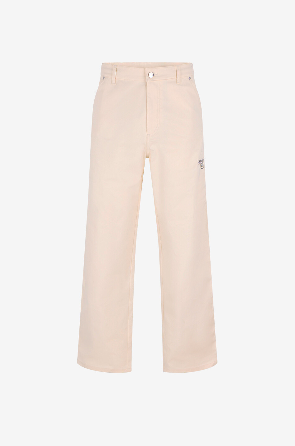 MONCLER Straight-leg blended cotton canvas trousers Men WHITE 1