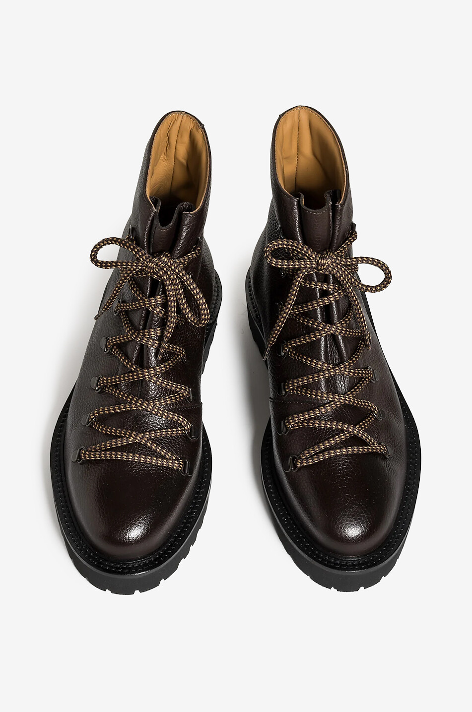 JACQUES SOLOVIERE Magnus grained leather lace-up ankle boots Men DARK BROWN 2