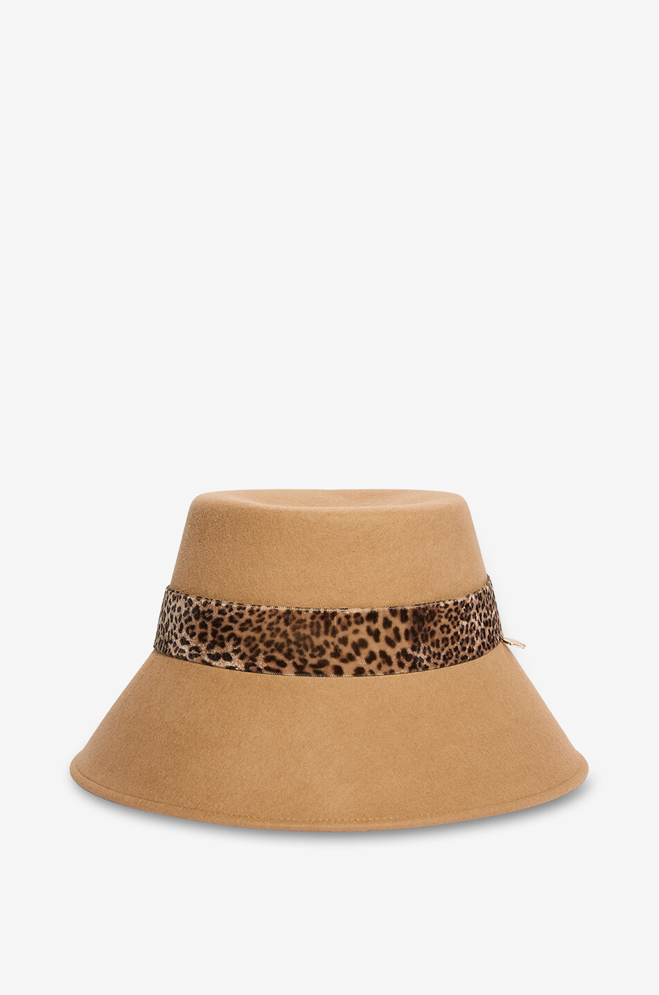 CATARZI 1910 La Thuile merino wool cloche hat with animal-print ribbon Women CAMEL 1