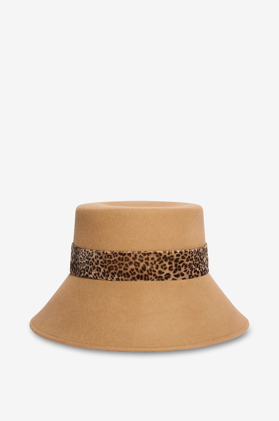 CATARZI 1910 La Thuile merino wool cloche hat with animal-print ribbon Women CAMEL 2