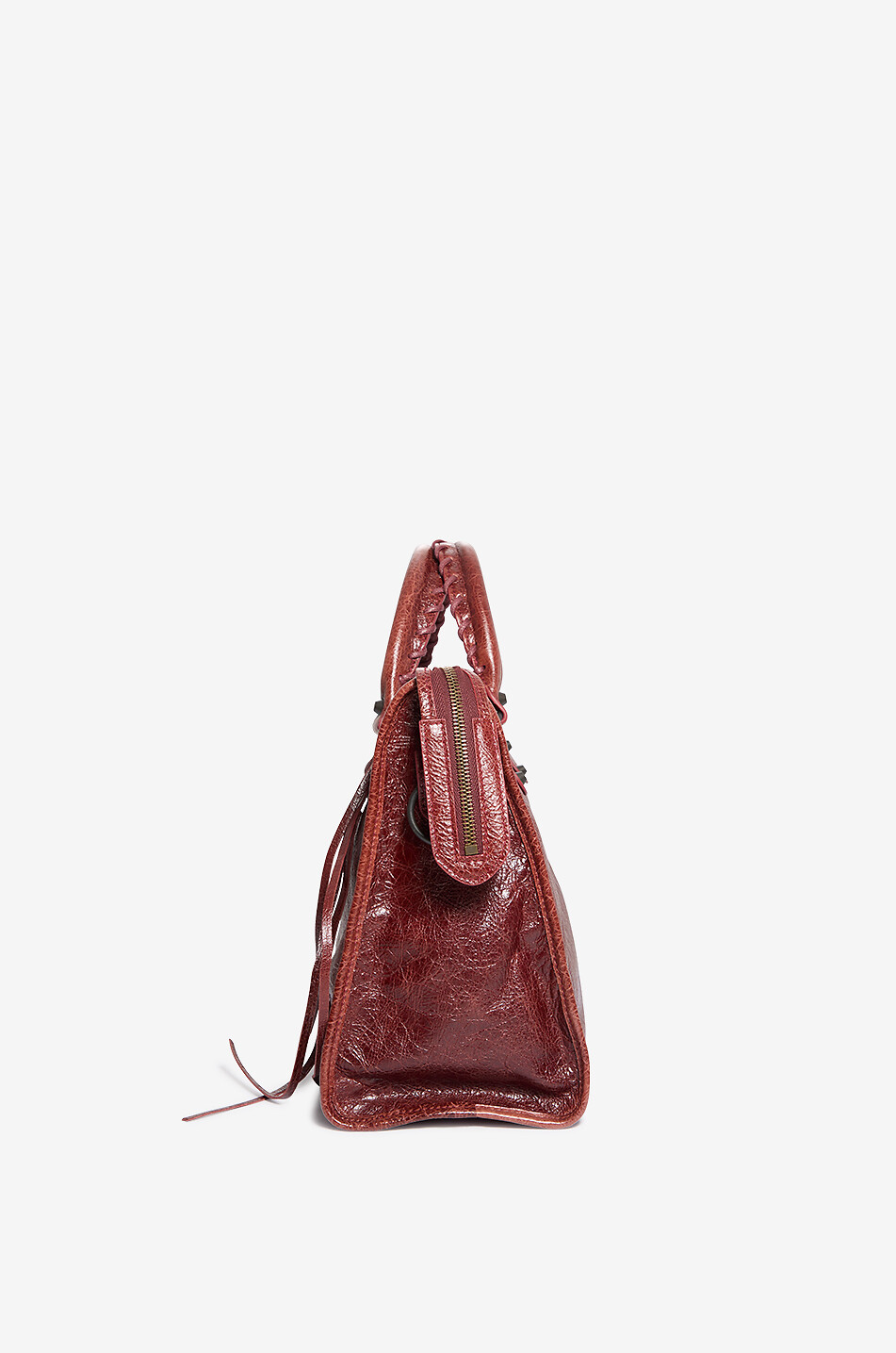 BALENCIAGA Sac à main en cuir d'agneau à anses tressées Le City Moyen Femme ROUGE FONCÉ 5