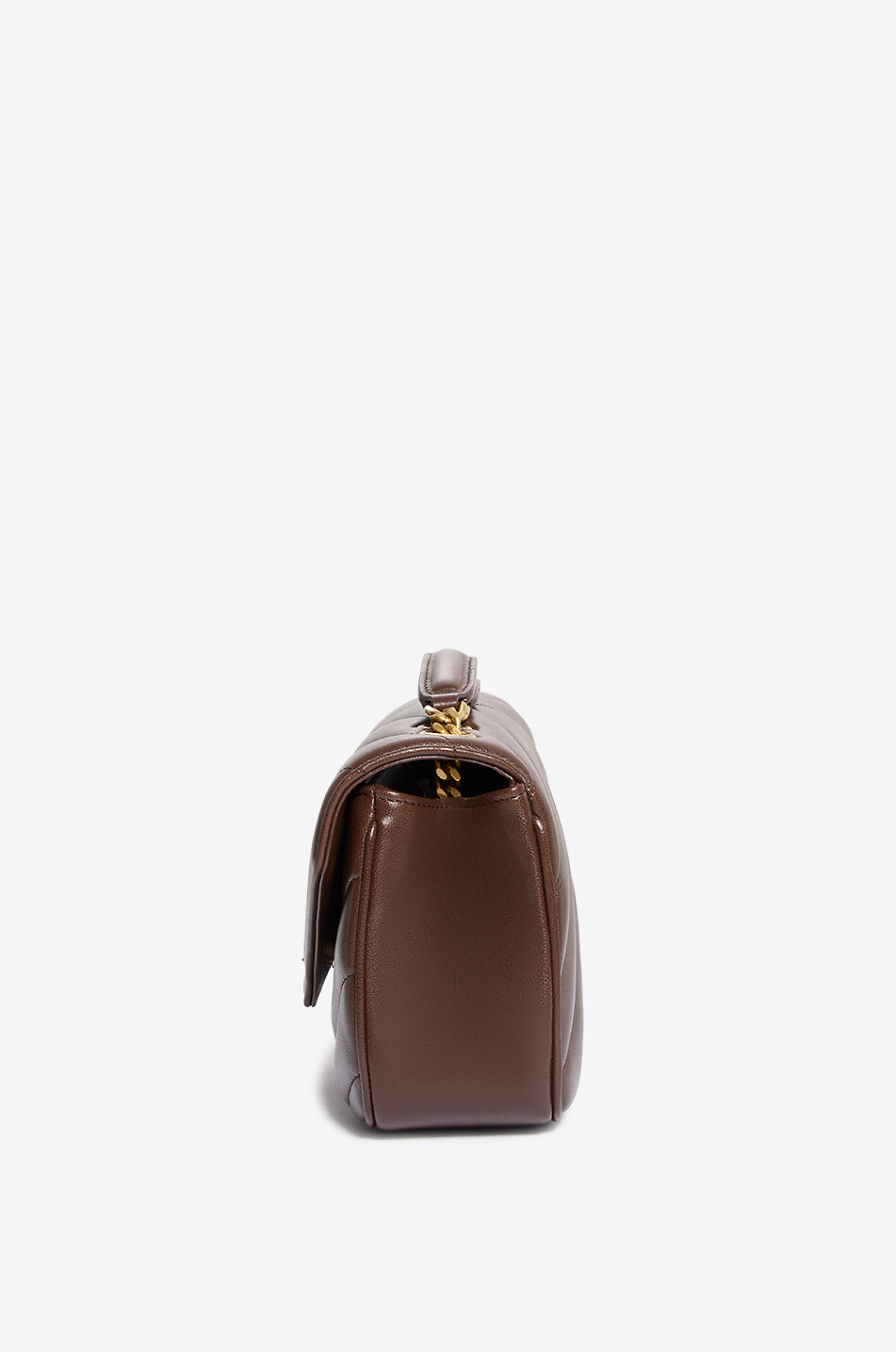 SAINT LAURENT PARIS Sac porté épaule en cuir d'agneau matelassé Loulou Small Femme BEIGE 4