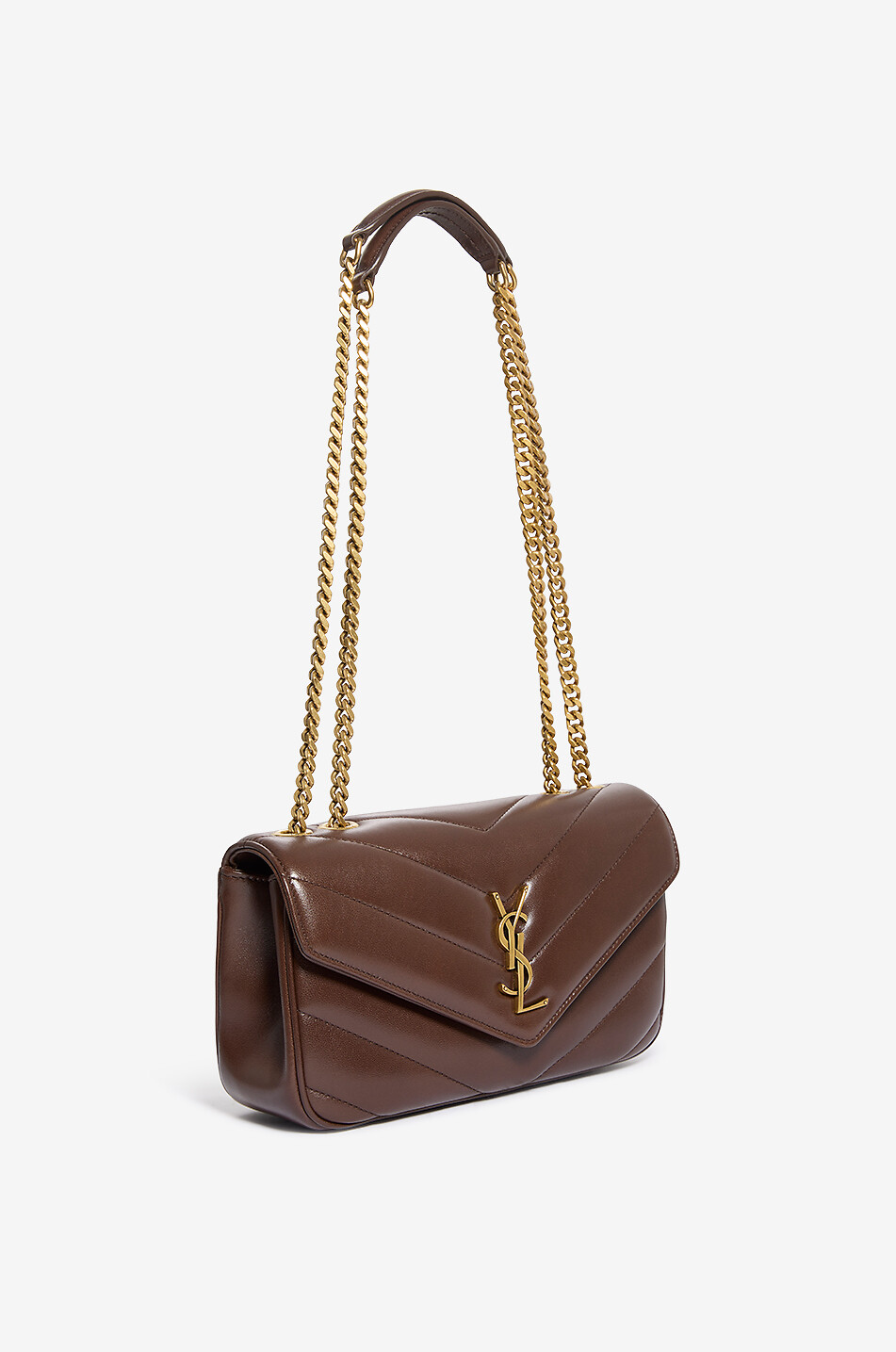 SAINT LAURENT PARIS Sac porté épaule en cuir d'agneau matelassé Loulou Small Femme BEIGE 5