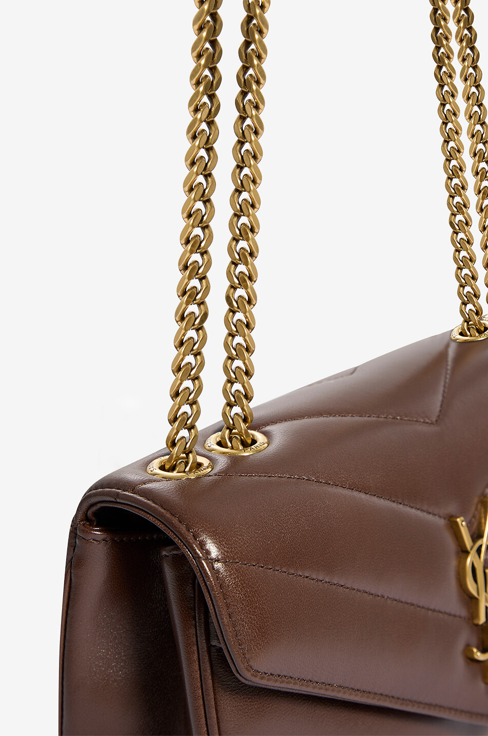SAINT LAURENT PARIS Sac porté épaule en cuir d'agneau matelassé Loulou Small Femme BEIGE 6