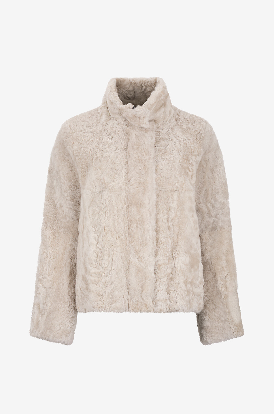 BRUNELLO CUCINELLI Kurze Jacke mit Stehkragen aus Lammfell Damen GRAU 1