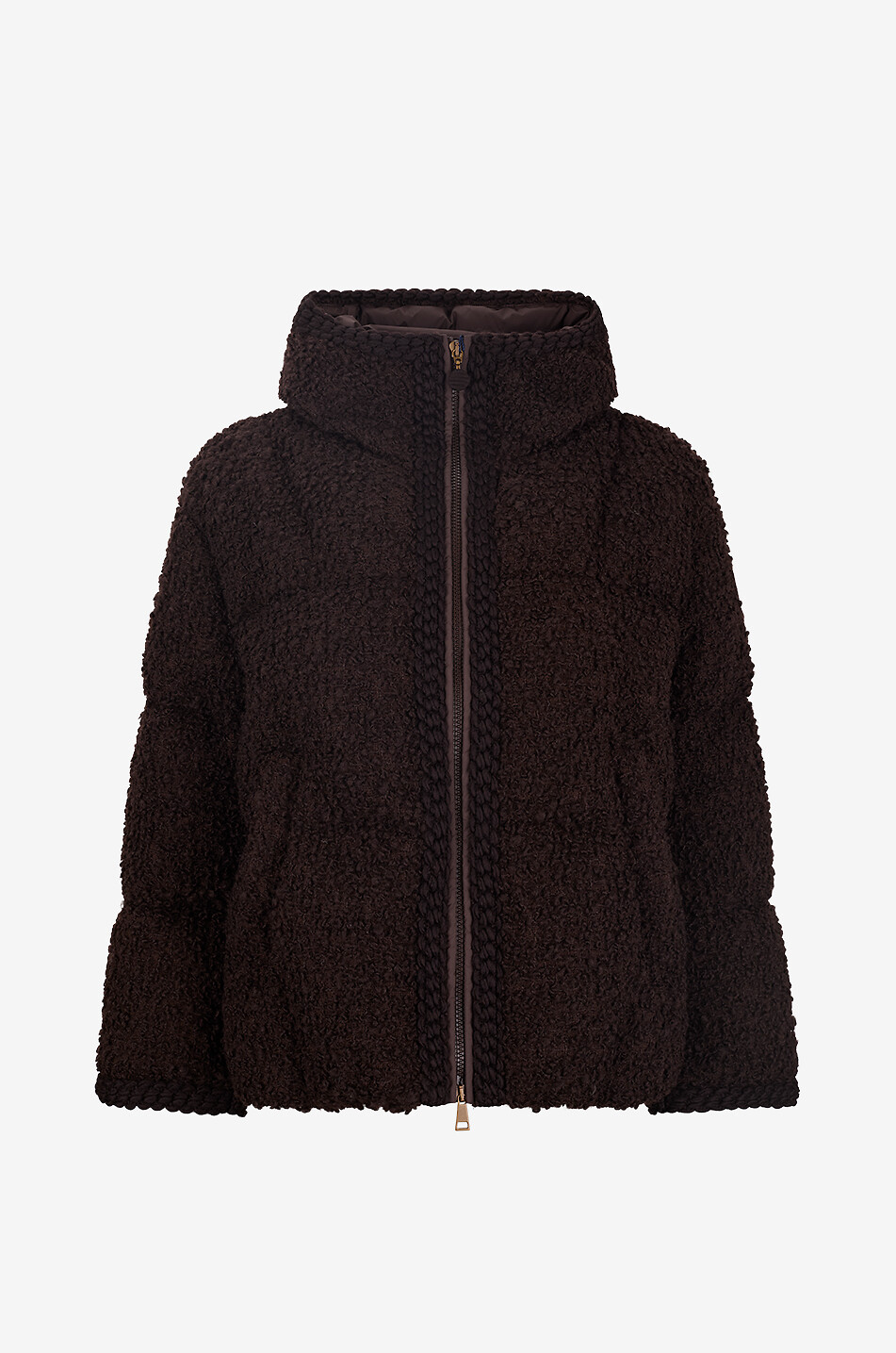 Kurze Daunenjacke mit Kapuze aus Mischschurwolle Cristallin