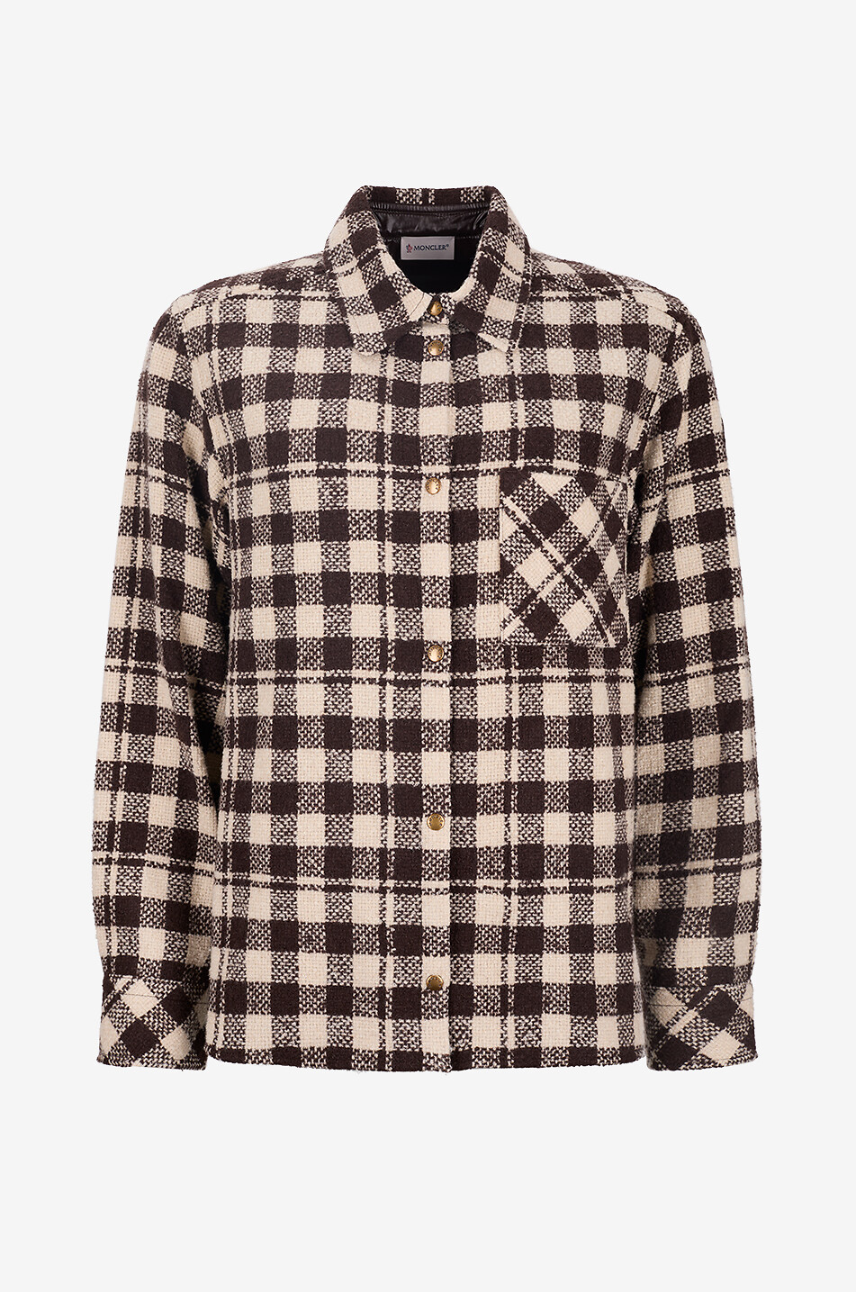 MONCLER Chemise à manches longues à carreaux en laine mélangée Femme MULTICOLORE 1
