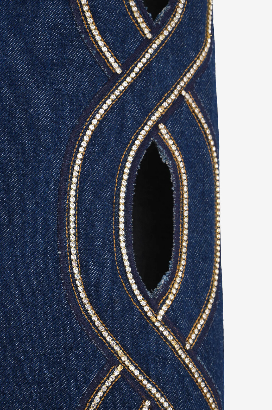 TRESSE PARIS Poujasa embellished rhinestone trim straight-leg jeans Women BLUE 7