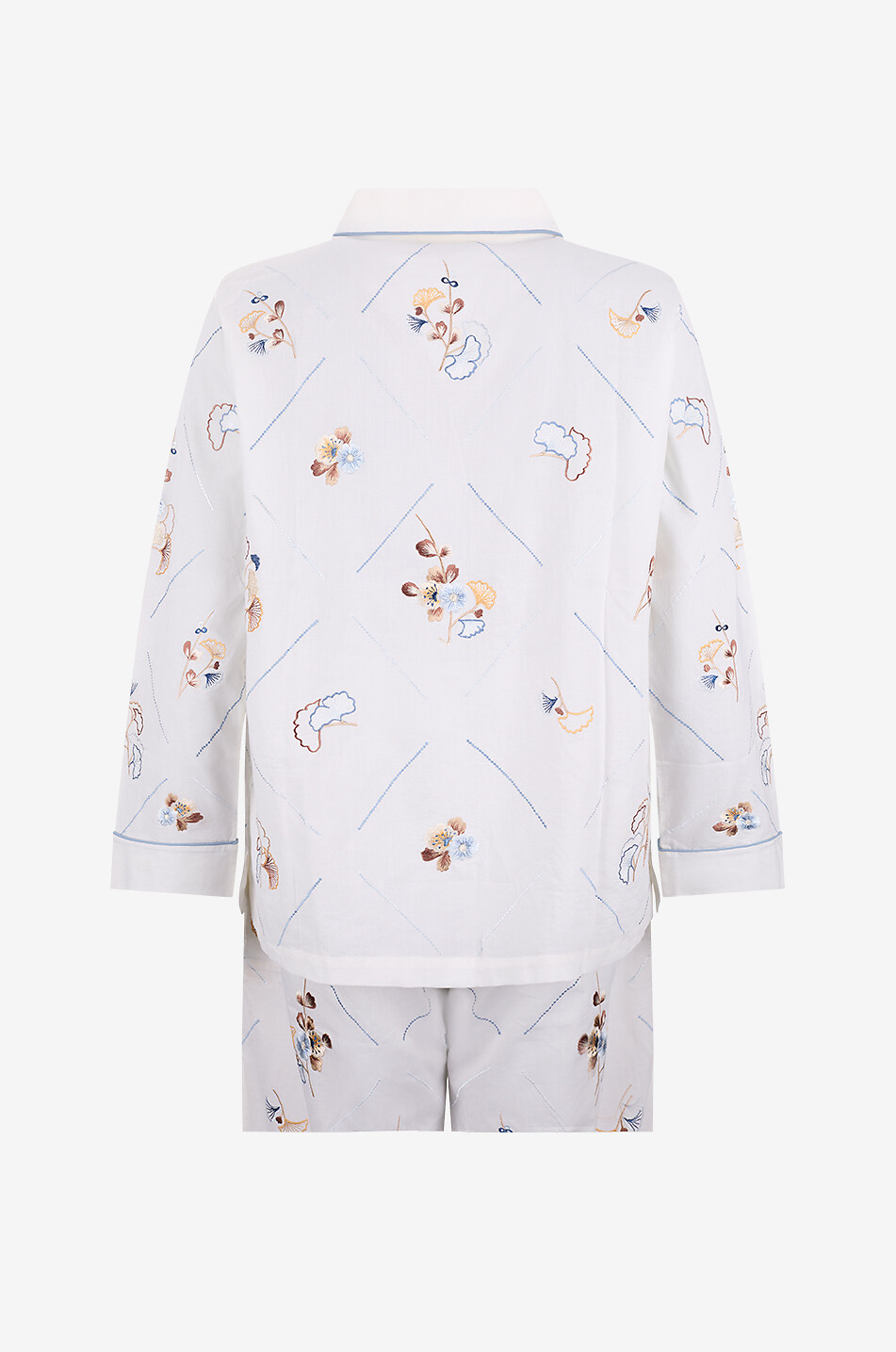KARMA ON THE ROCKS Pyjama en coton brodé à motif floral Tokyo Femme BLANC CASSE 2