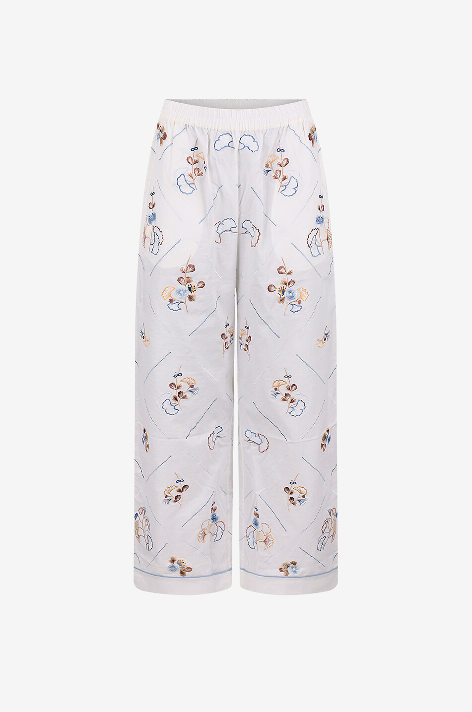 KARMA ON THE ROCKS Pyjama en coton brodé à motif floral Tokyo Femme BLANC CASSE 3