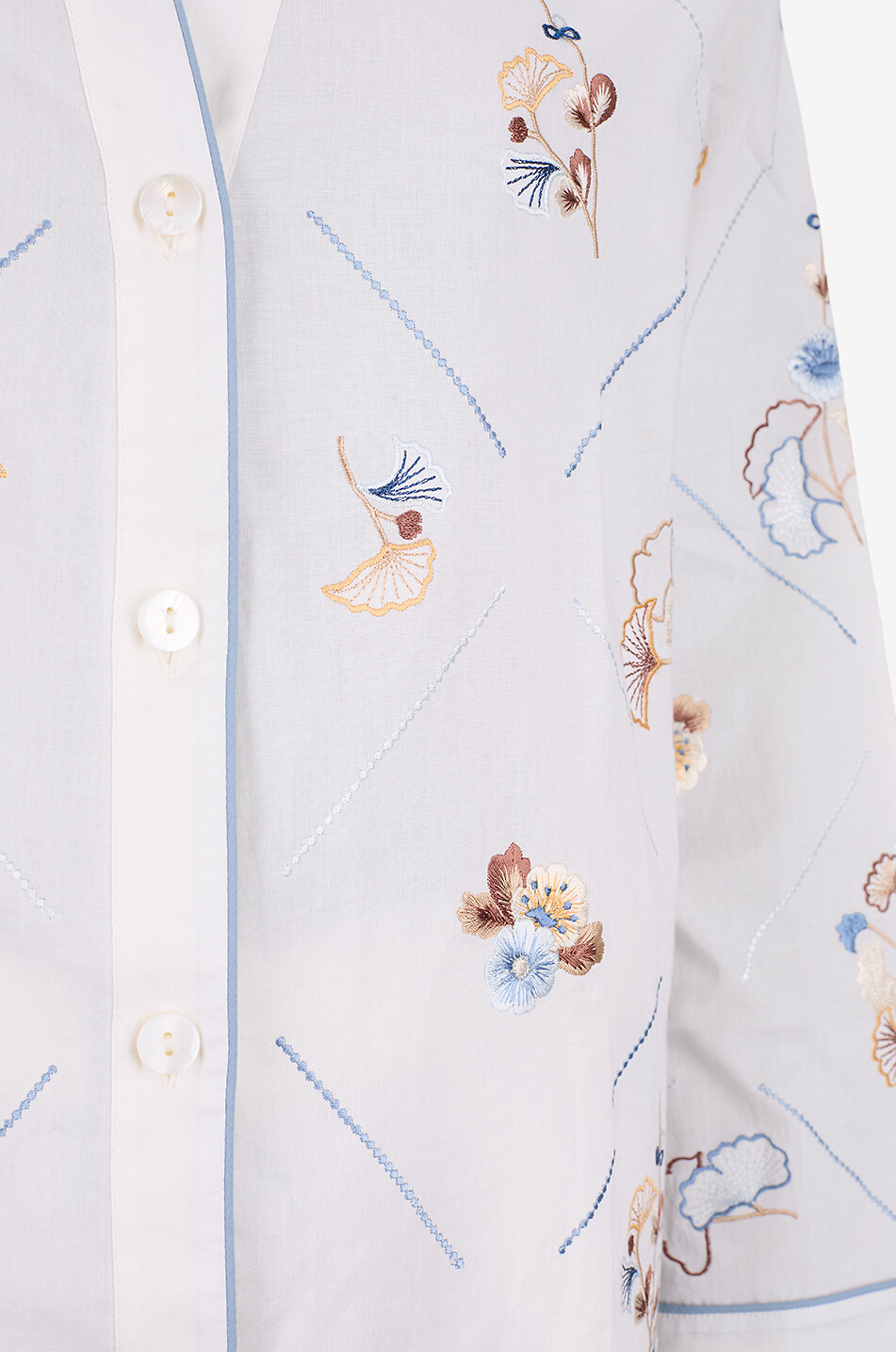 KARMA ON THE ROCKS Pyjama en coton brodé à motif floral Tokyo Femme BLANC CASSE 5