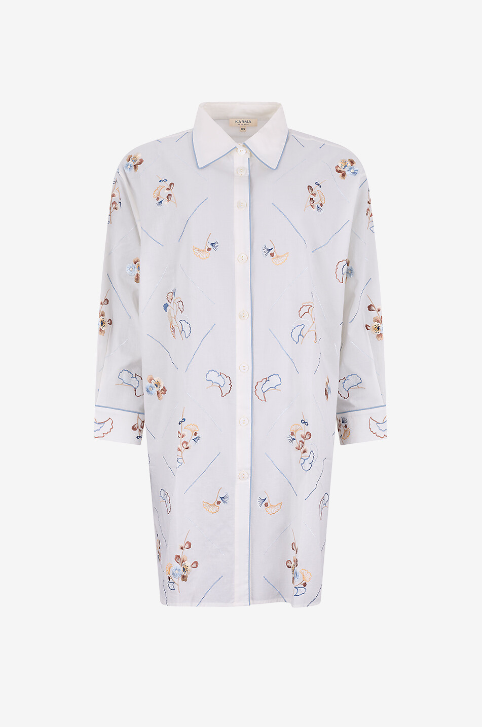 Gifu floral cotton three-quarter sleeve nightdress