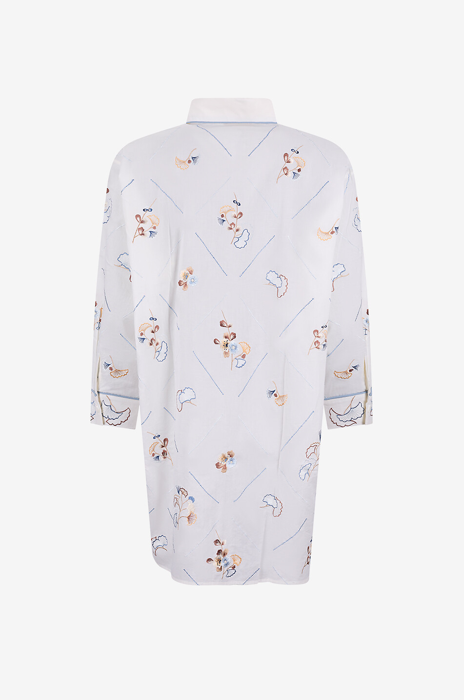 KARMA ON THE ROCKS Gifu floral cotton three-quarter sleeve nightdress Women EGGSHELL 2