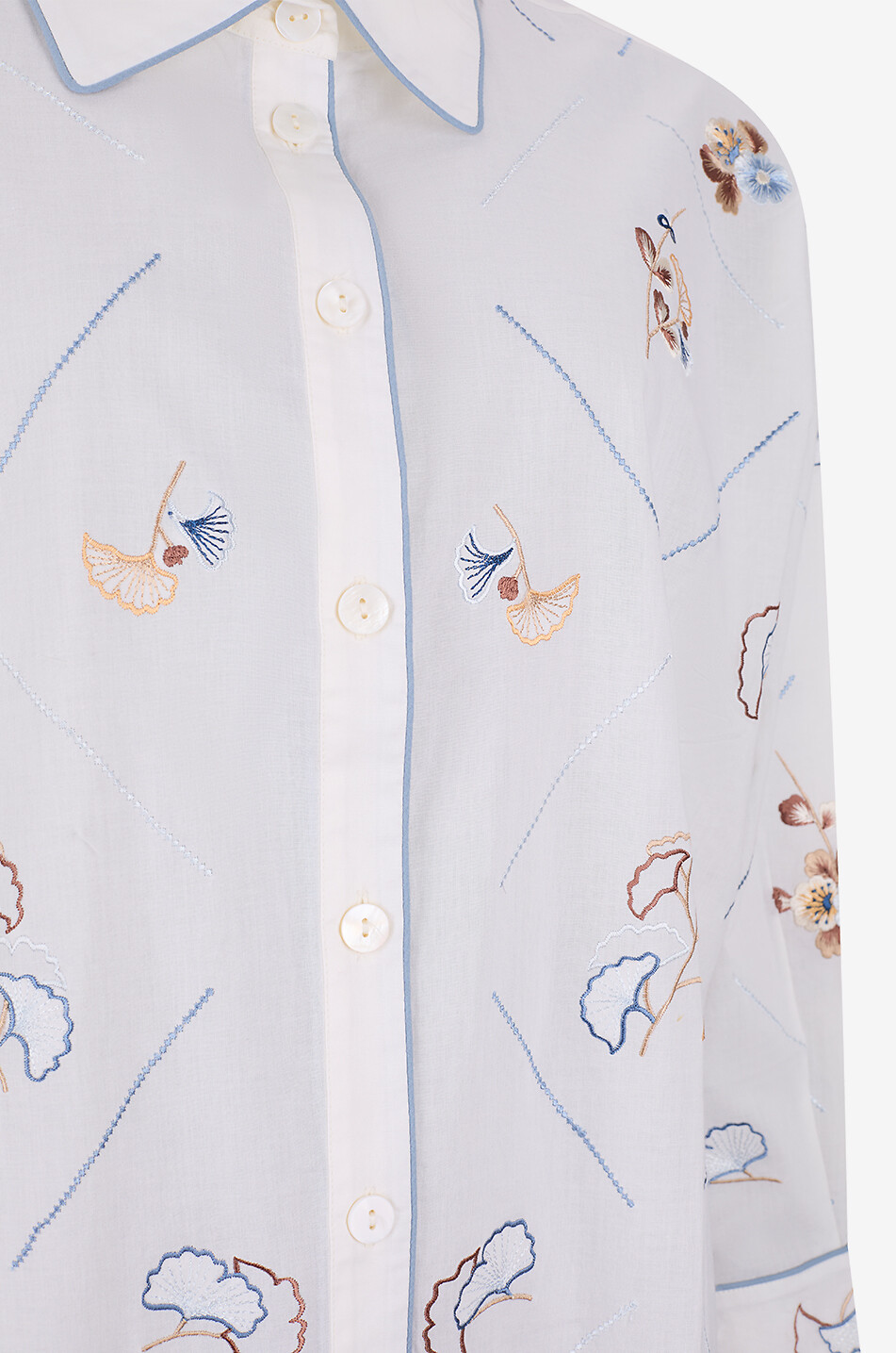 KARMA ON THE ROCKS Gifu floral cotton three-quarter sleeve nightdress Women EGGSHELL 3