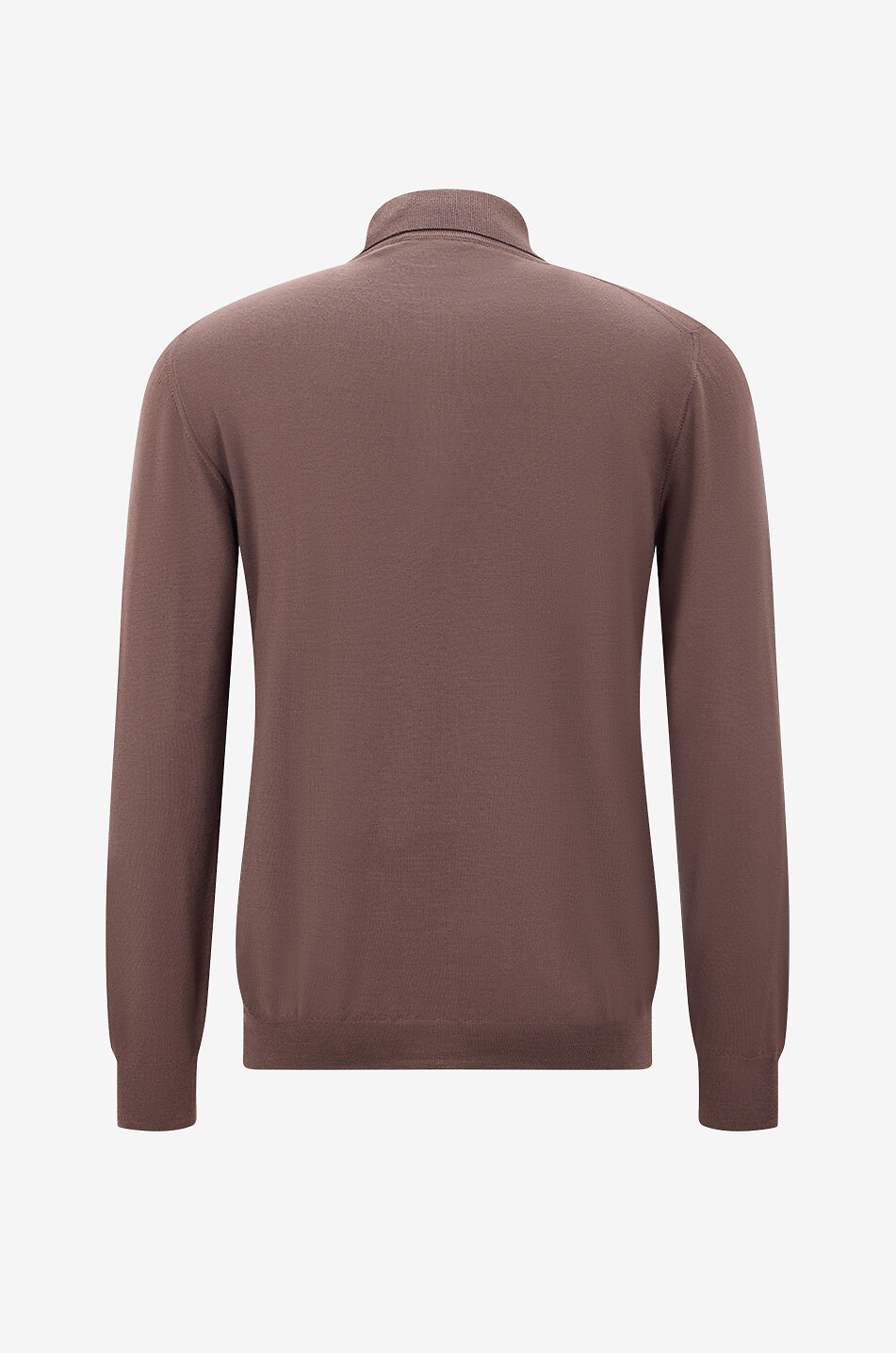 FEDELI Polo à manches longues en laine vierge Sportman ML Lana Homme MARRON FONCÉ 2