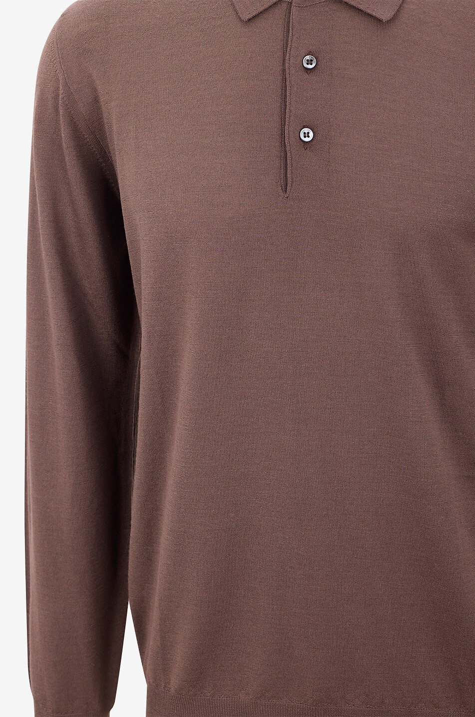 FEDELI Polo à manches longues en laine vierge Sportman ML Lana Homme MARRON FONCÉ 3