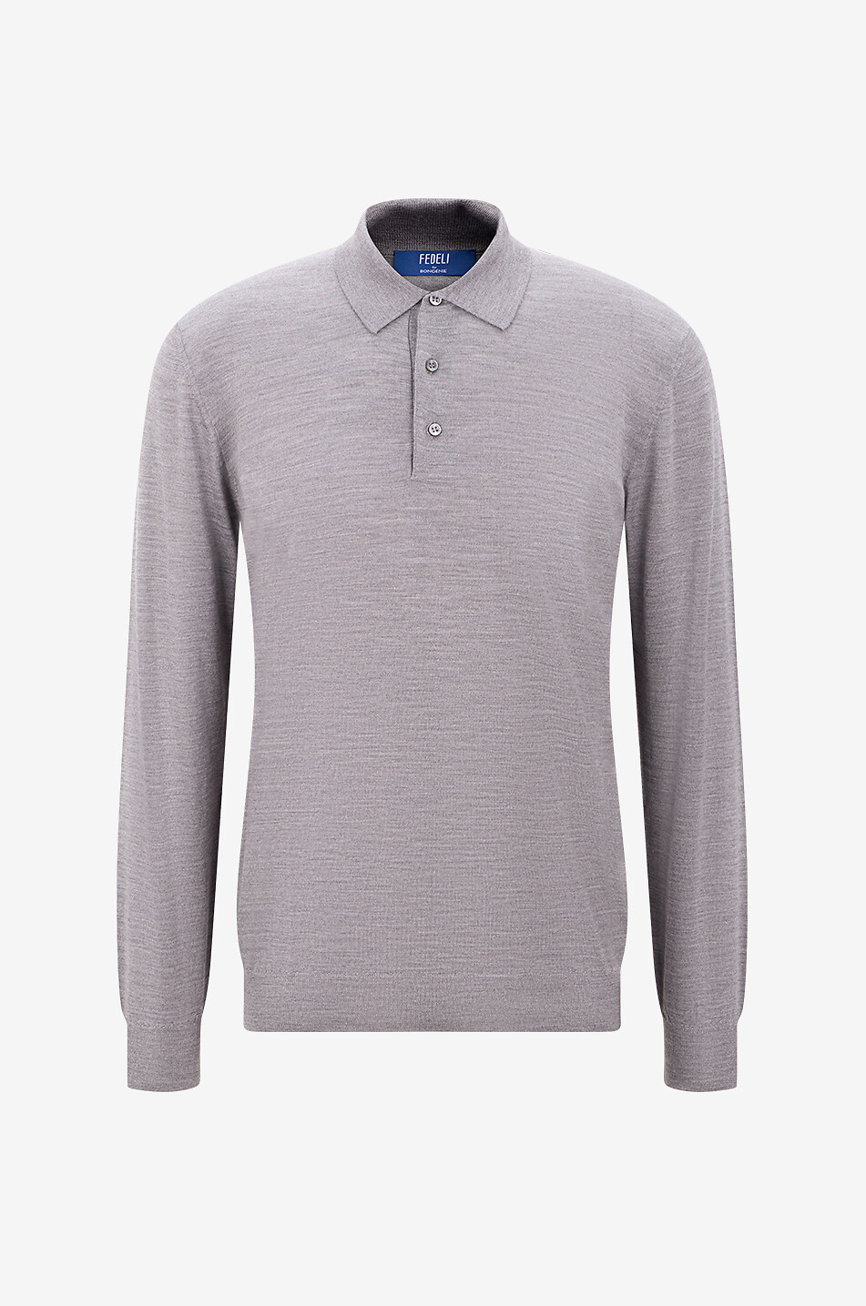 FEDELI Polo à manches longues en laine vierge Sportman ML Lana Homme MARRON 1
