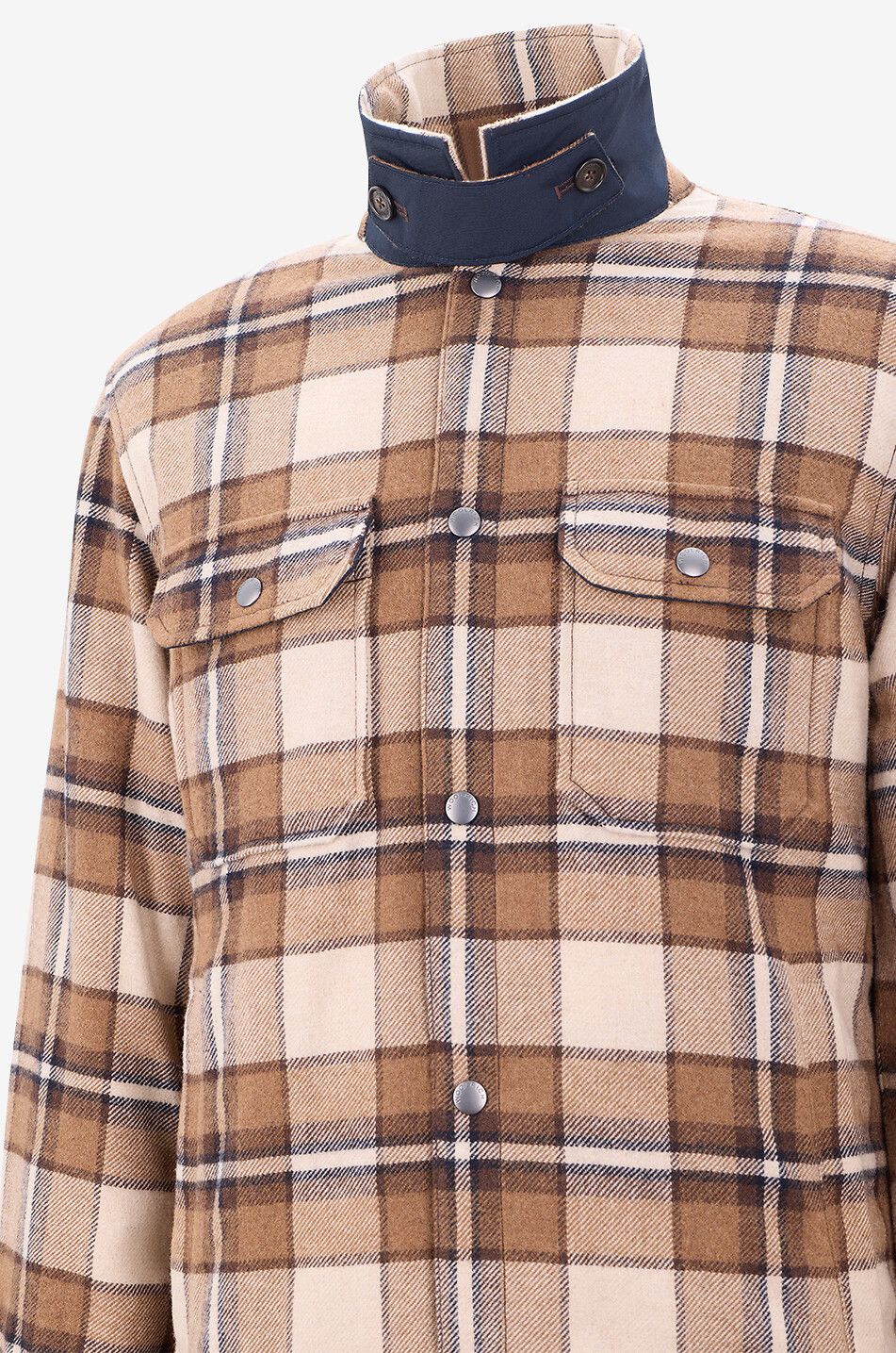 WOOLRICH Chemise à manches longues à carreaux en laine mélangée Homme MARRON 3