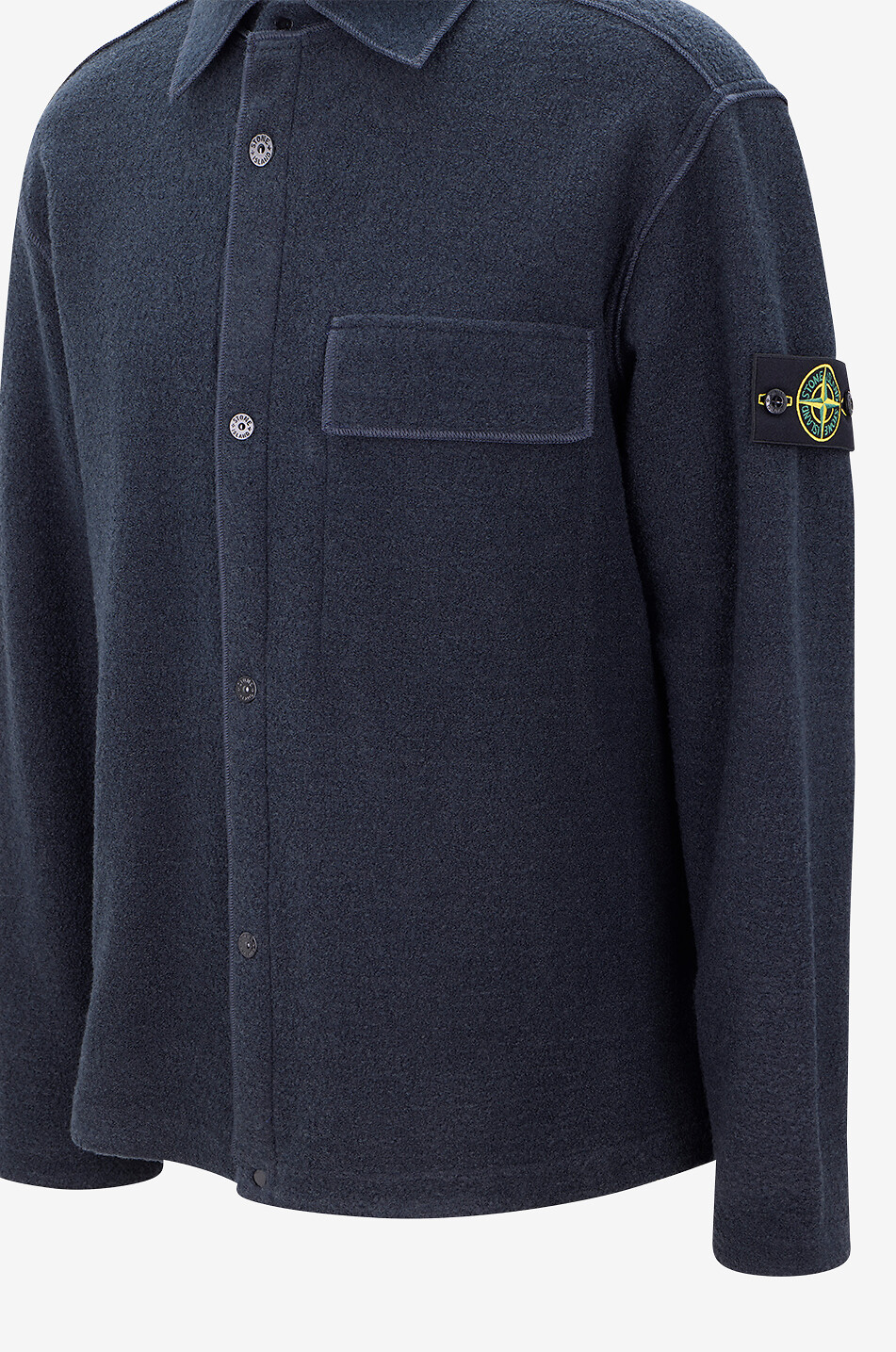 STONE ISLAND Chemise à manches longues en laine mélangée bouclette 1200034 Homme BLEU FONCE 3