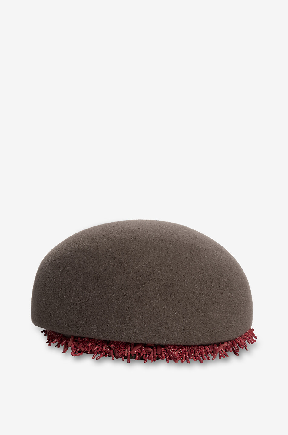 BY VANJA JOCIC Chapeau toque à ornements de perles et franges Femme MARRON 1