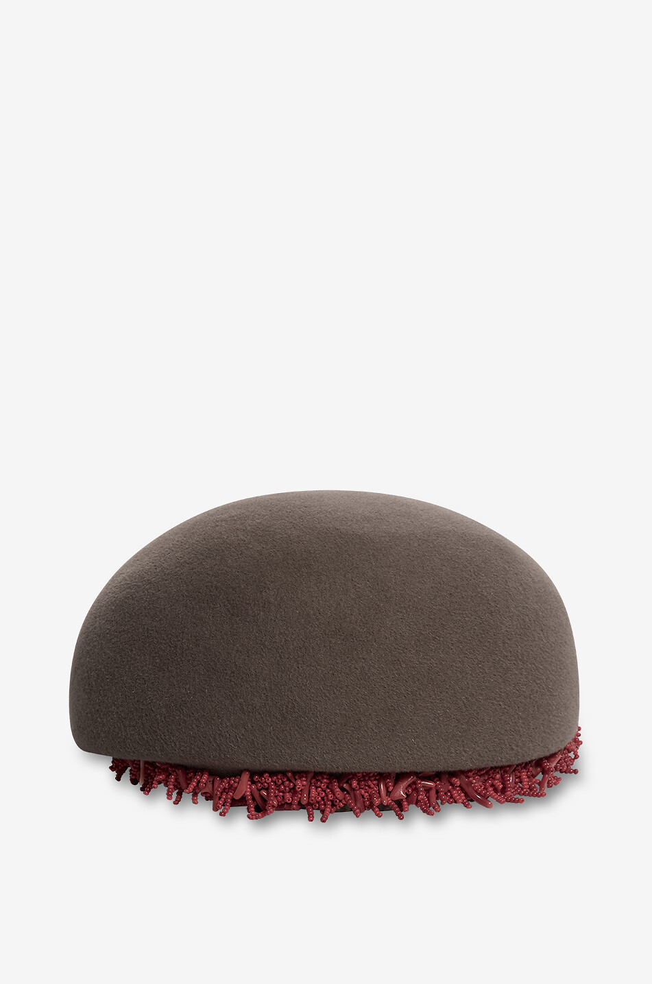 BY VANJA JOCIC Chapeau toque à ornements de perles et franges Femme MARRON 2