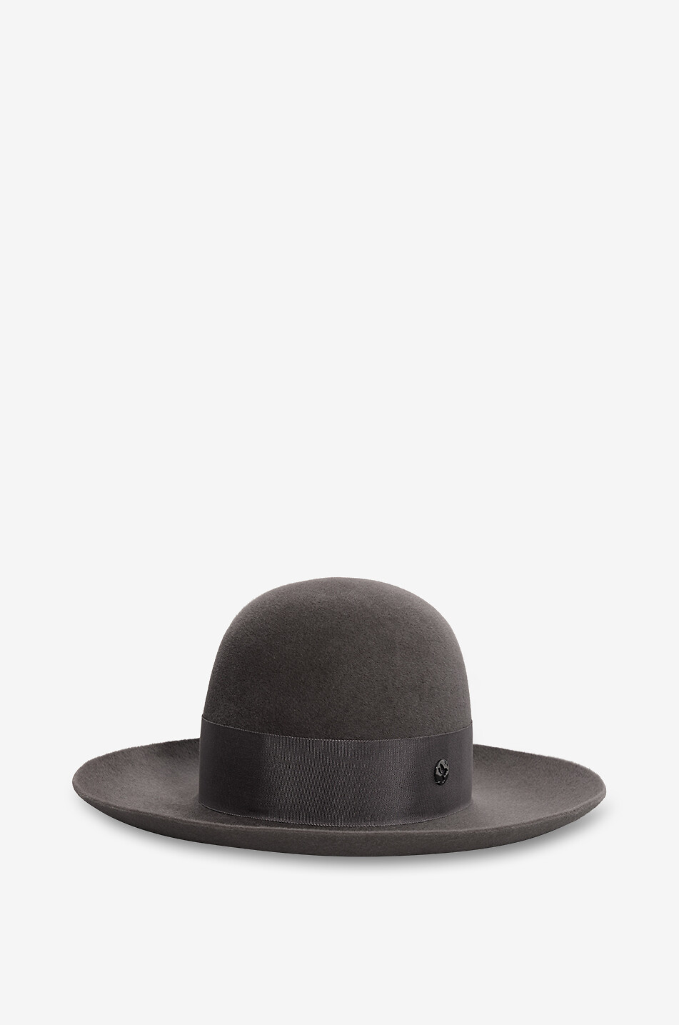 BY VANJA JOCIC Chapeau à large bord à ruban grosgrain Femme GRIS FONCÉ 3