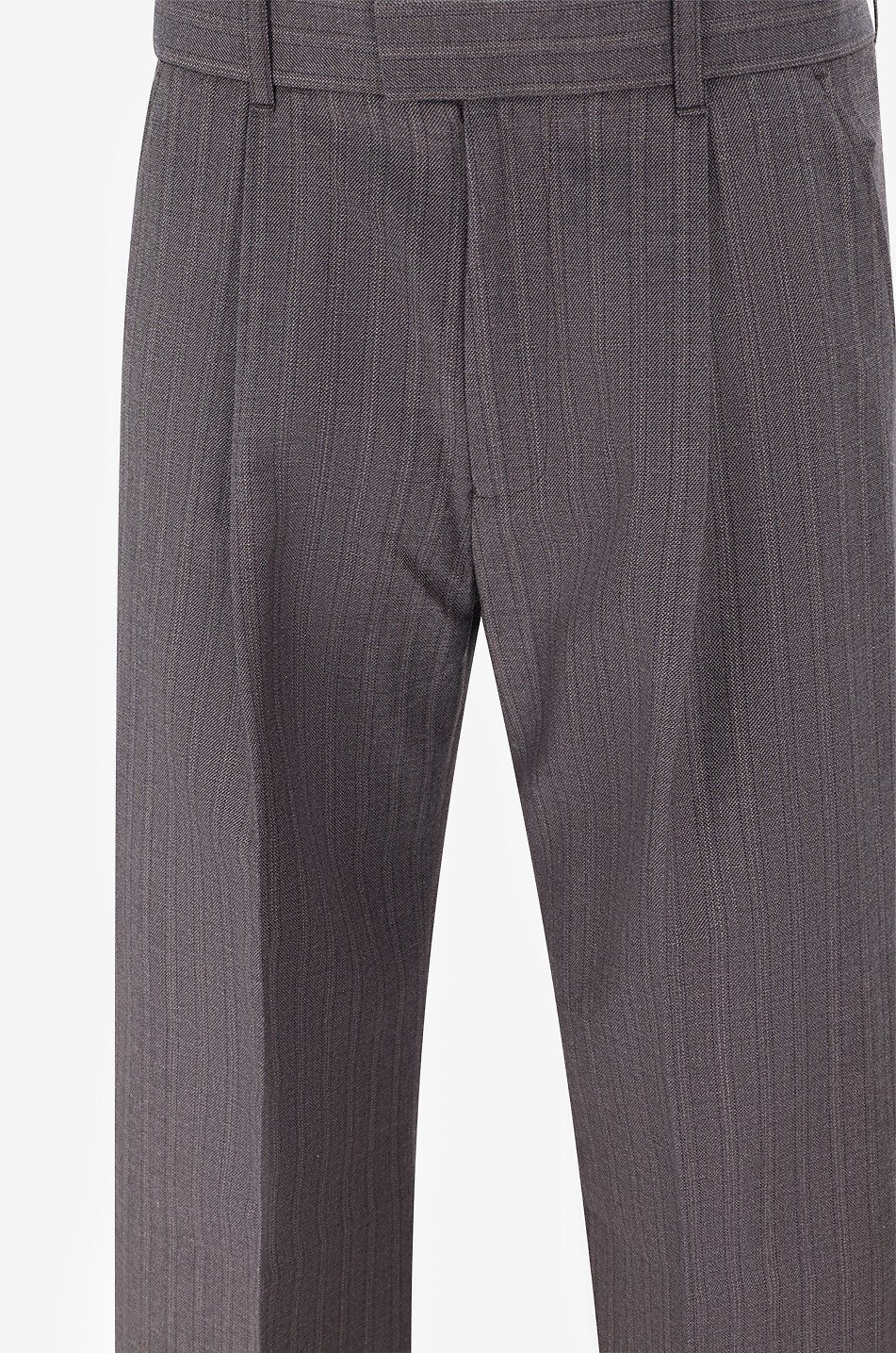 OUR LEGACY Bootcut pinstripe virgin wool and cotton trousers Men BROWN 3