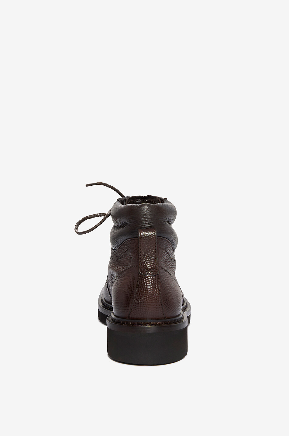 BARRETT Lace-up textured grain leather ankle boots Men DARK BROWN 4