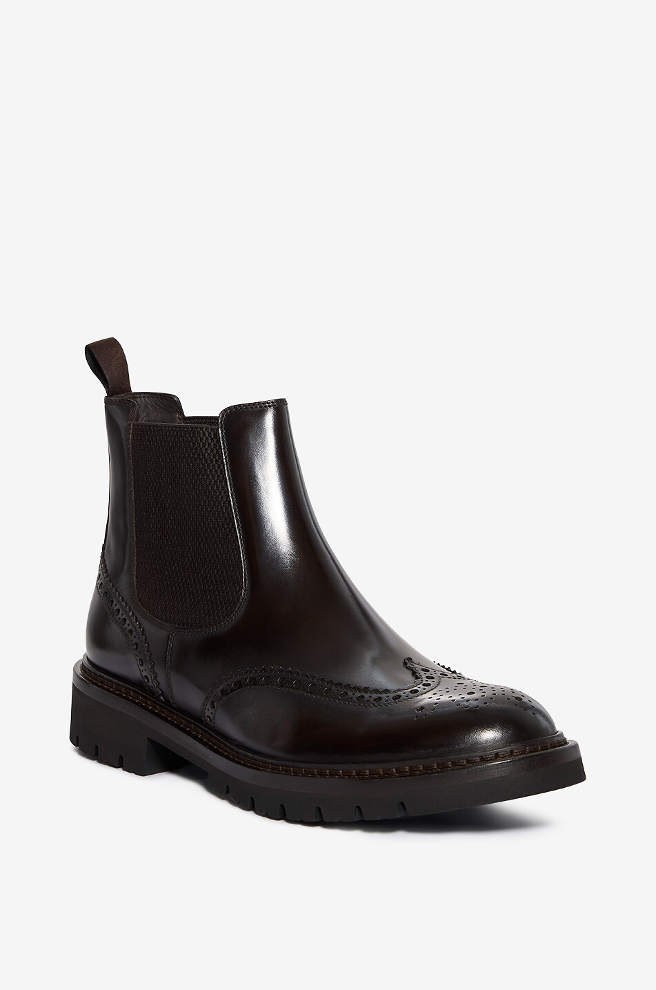 BARRETT Bottines chelsea en cuir lisse à détails richelieu Homme MARRON FONCÉ 1
