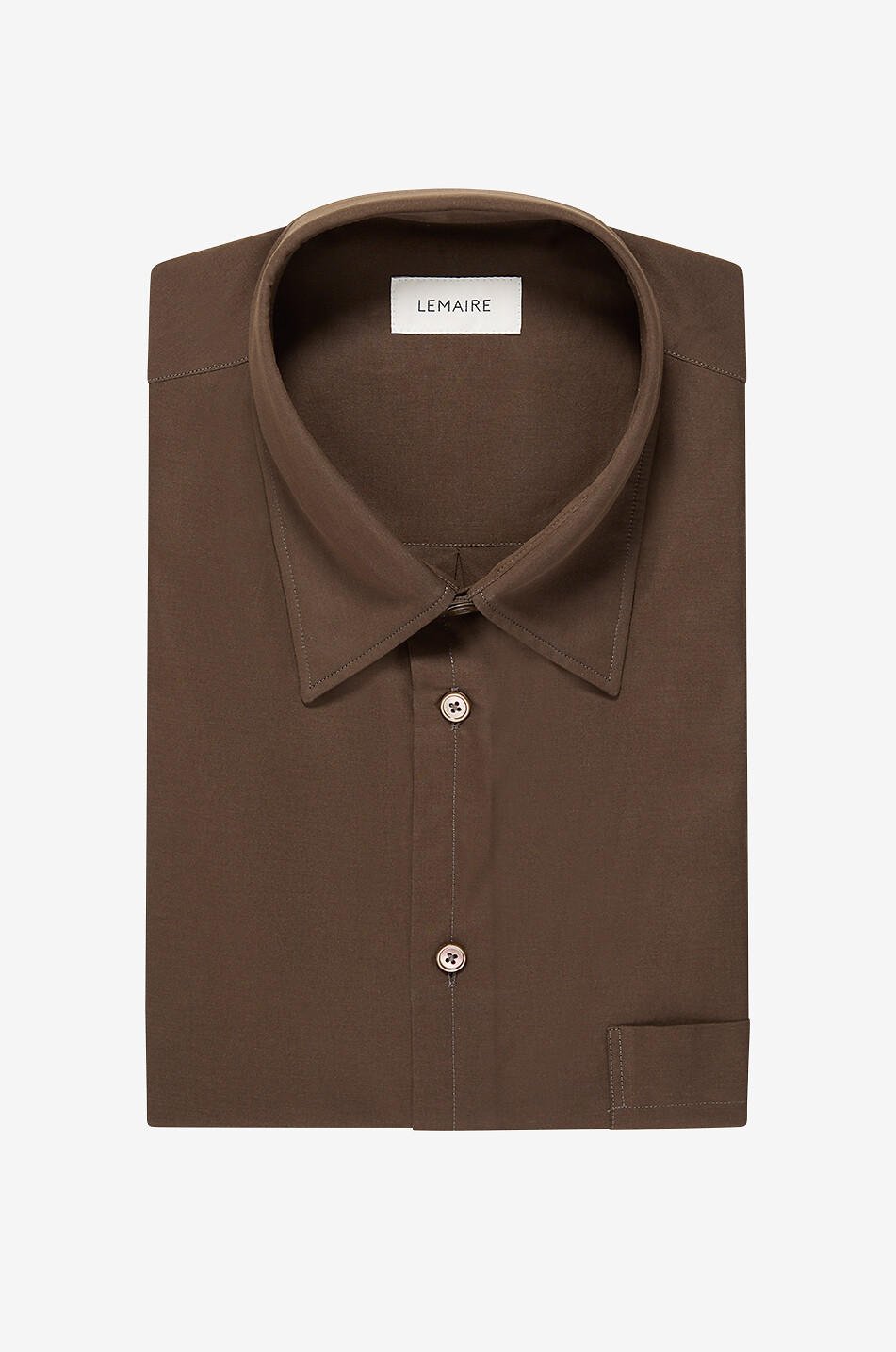 LEMAIRE Chemise à manches longues en coton et soie Regular Homme MARRON 1