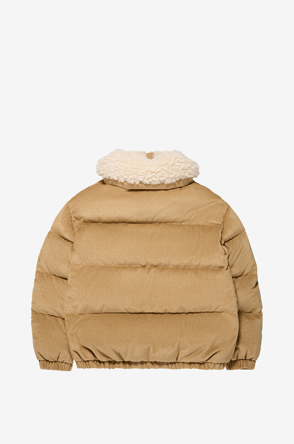 MONCLER Kurze Mädchen-Steppjacke aus Cord mit Lammfellkragen Rosamund Mädchen HELLBRAUN 2