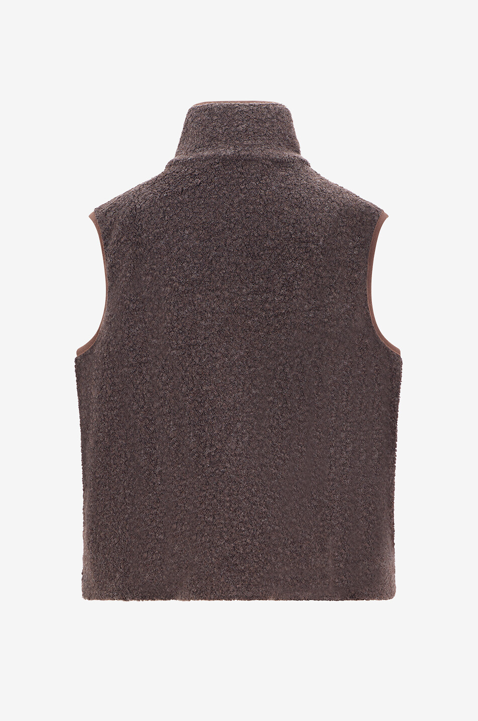 LIS LAREIDA Gilet sans manches à col montant en laine bouclée Reni Femme MARRON FONCÉ 2