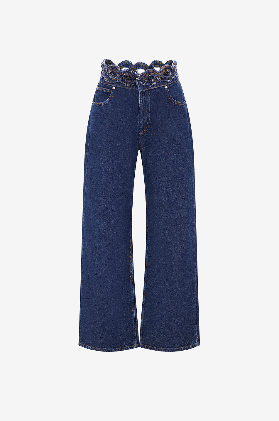 Pinston straight-leg denim jeans with braided belt